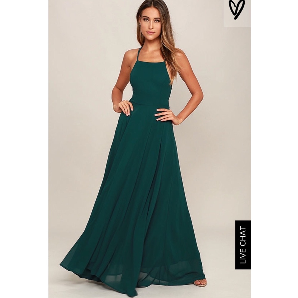 STRAPPY TO BE HERE FOREST GREEN MAXI DRESS